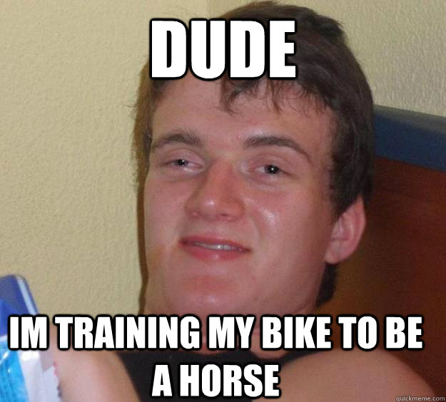Dude Im training my bike to be a horse  10 Guy