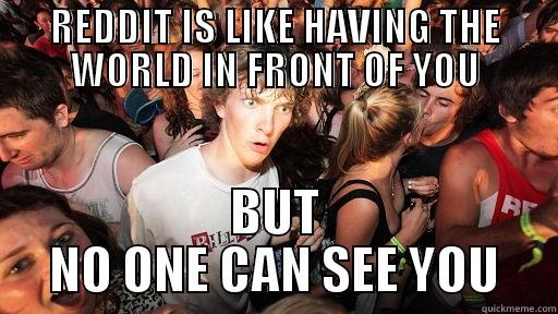 REDDIT IS LIKE HAVING THE WORLD IN FRONT OF YOU BUT NO ONE CAN SEE YOU Sudden Clarity Clarence