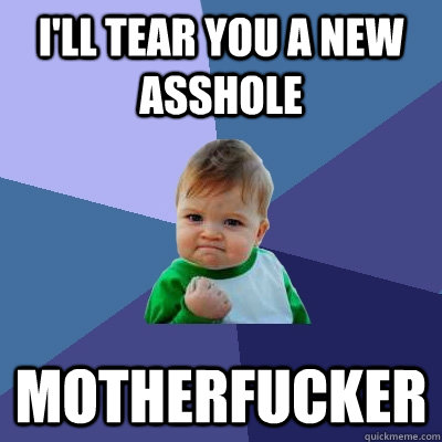 I'll tear you a new asshole Motherfucker  Success Kid