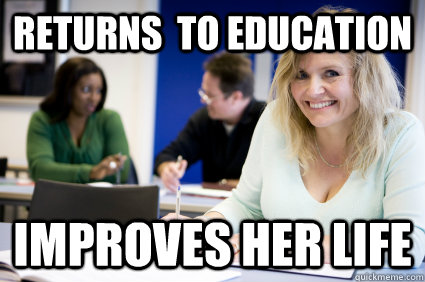 Returns  To Education improves her life  Middle-aged nontraditional college student