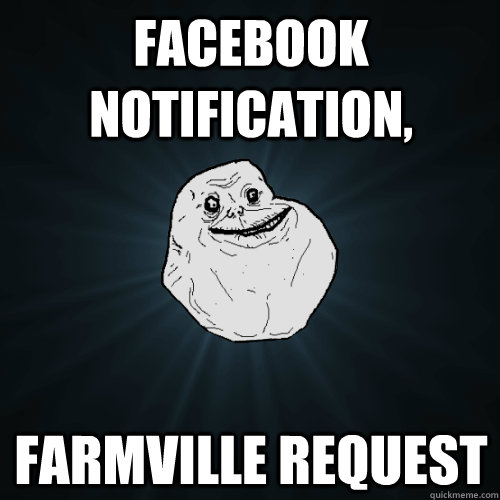 Facebook notification, Farmville request  Forever Alone
