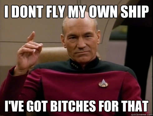 I dont fly my own ship I've got bitches for that  Picard