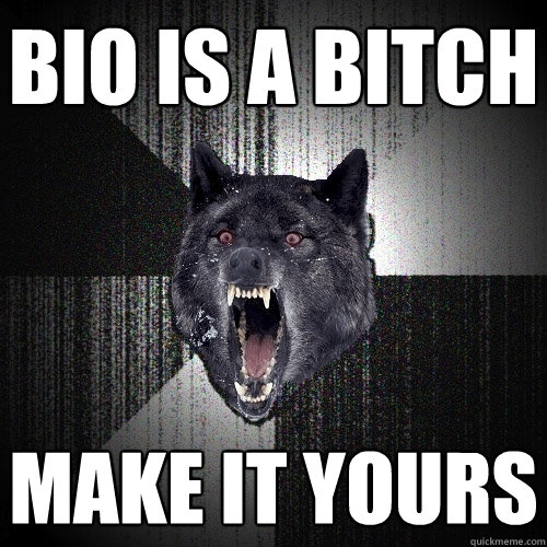 Bio is a bitch MAKE IT YOURS  Insanity Wolf