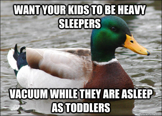 Want your kids to be heavy sleepers Vacuum while they are asleep as toddlers - Want your kids to be heavy sleepers Vacuum while they are asleep as toddlers  Actual Advice Mallard