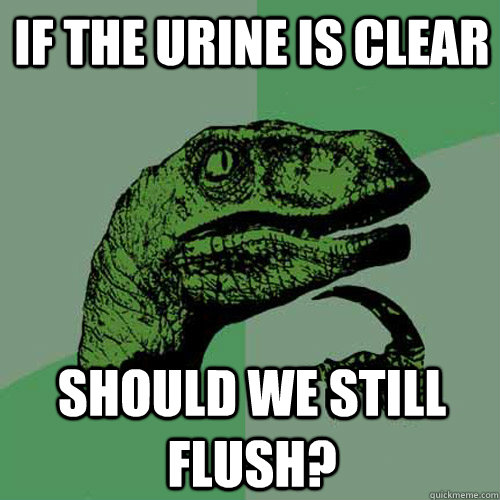 If the urine is clear Should we still flush? - If the urine is clear Should we still flush?  Philosoraptor