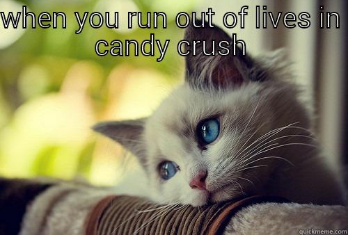 WHEN YOU RUN OUT OF LIVES IN CANDY CRUSH  First World Problems Cat