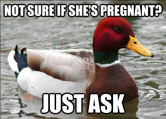 Not sure if she's pregnant? just ask - Not sure if she's pregnant? just ask  Malicious Actual Advice Mallard