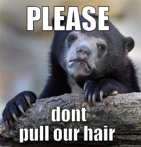 PLEASE DONT PULL OUR HAIR  Confession Bear