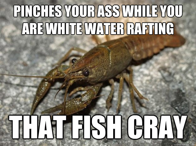 pinches your ass while you are white water rafting that fish cray  that fish cray