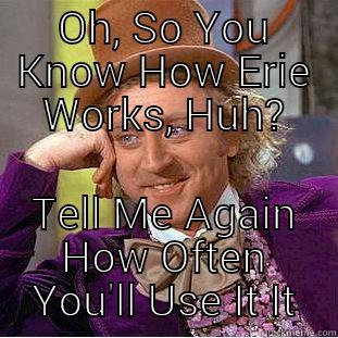 OH, SO YOU KNOW HOW ERIE WORKS, HUH? TELL ME AGAIN HOW OFTEN YOU'LL USE IT IT Condescending Wonka