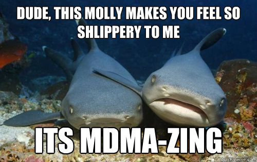 dude, this molly makes you feel so shlippery to me its mdma-zing  Compassionate Shark Friend