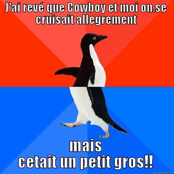 J'AI REVÉ QUE COWBOY ET MOI ON.SE CRUISAIT ALLEGREMENT MAIS CETAIT UN PETIT GROS!! Socially Awesome Awkward Penguin