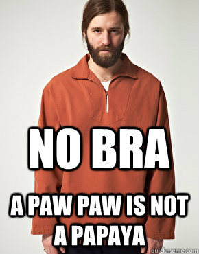 No Bra A Paw paw is NOT a Papaya - No Bra A Paw paw is NOT a Papaya  Stunned Hipster