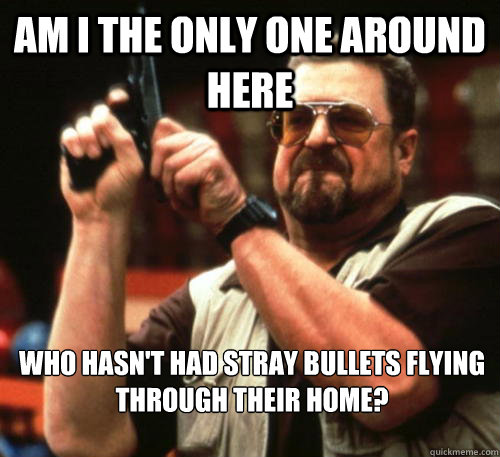 Am i the only one around here Who hasn't had stray bullets flying through their home?  Am I The Only One Around Here