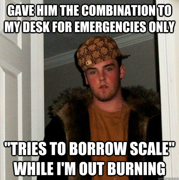 gave him the combination to my desk for emergencies only 