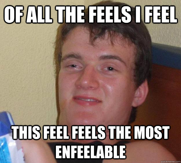 Of all the feels I feel This feel feels the most enfeelable  10 Guy
