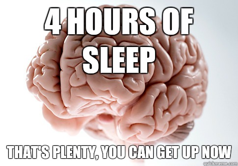 4 hours of sleep That's plenty, you can get up now - 4 hours of sleep That's plenty, you can get up now  Scumbag Brain