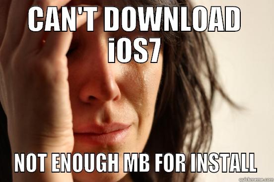 CAN'T DOWNLOAD IOS7 NOT ENOUGH MB FOR INSTALL First World Problems