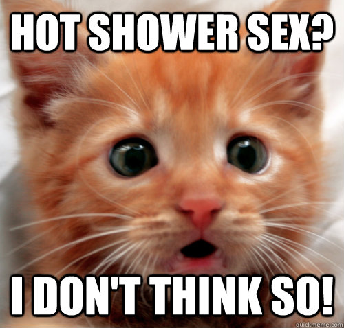 Hot Shower Sex? I don't think so! - Hot Shower Sex? I don't think so!  Abstinence Cat