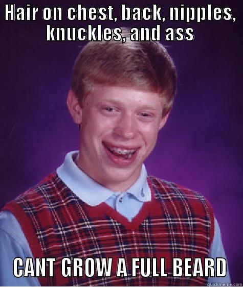 HAIR ON CHEST, BACK, NIPPLES, KNUCKLES, AND ASS CANT GROW A FULL BEARD Bad Luck Brian