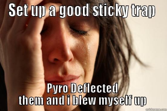 SET UP A GOOD STICKY TRAP PYRO DEFLECTED THEM AND I BLEW MYSELF UP First World Problems