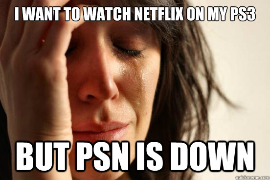 I want to watch Netflix on my PS3 But PSN is down  First World Problems