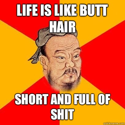 Life is like Butt hair Short and full of shit  Confucius says