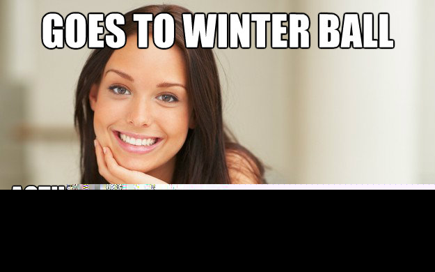 Goes to winter ball Actually wears a dress down to her knees  Good Girl Gina