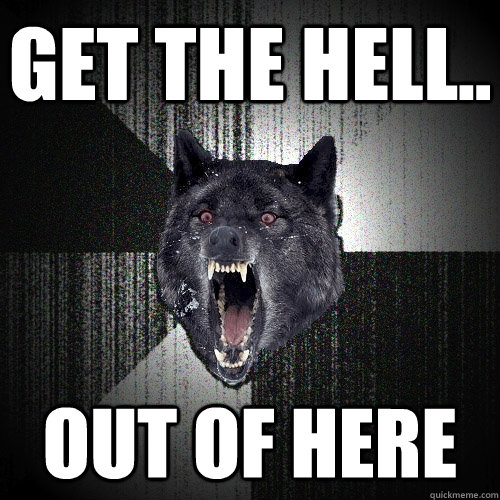 GET THE HELL.. OUT OF HERE  Insanity Wolf