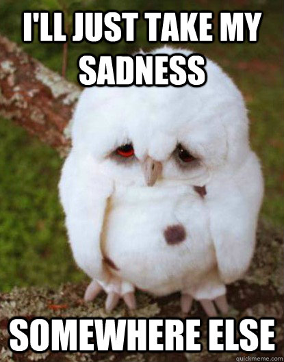 i'll just take my sadness somewhere else - i'll just take my sadness somewhere else  Depressed Baby Owl