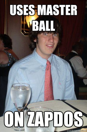 Uses master ball On Zapdos  