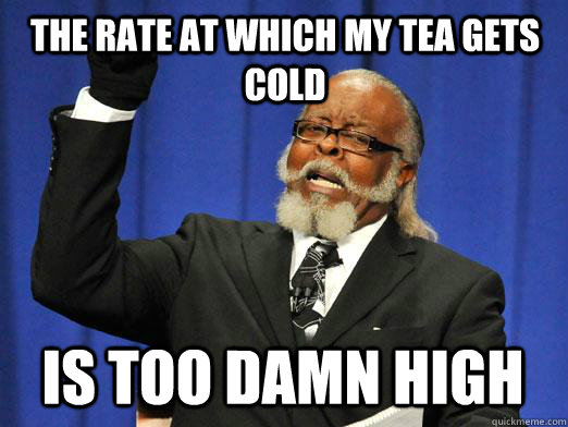 The rate at which my tea gets cold IS too damn high  I am too damn high