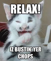 relax! Iz bustin' yer chops - relax! Iz bustin' yer chops  Cat busting chops
