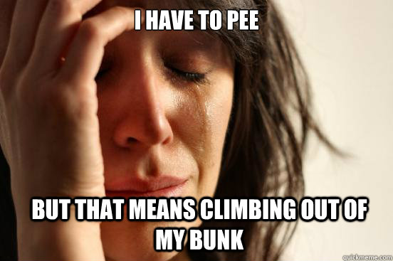 I have to pee But that means climbing out of my bunk  First World Problems