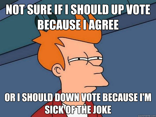 Not sure if i should up vote because i agree  or i should down vote because i'm sick of the joke  Futurama Fry