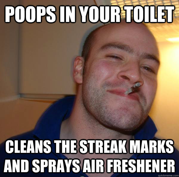 poops in your toilet cleans the streak marks and sprays air freshener - poops in your toilet cleans the streak marks and sprays air freshener  Misc