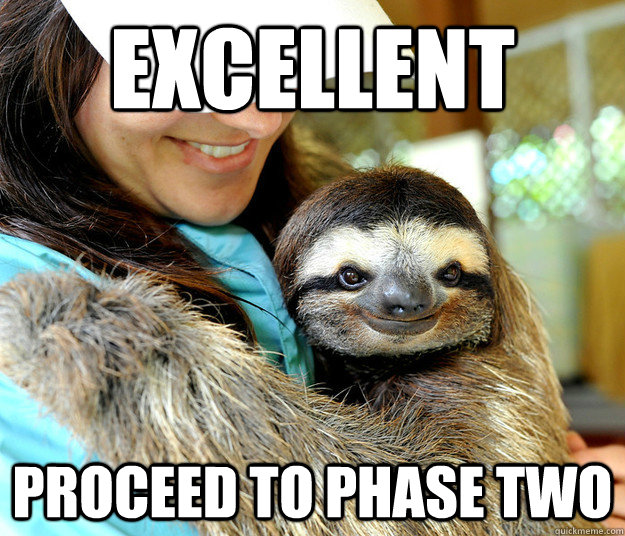excellent proceed to phase two - excellent proceed to phase two  Plotting sloth