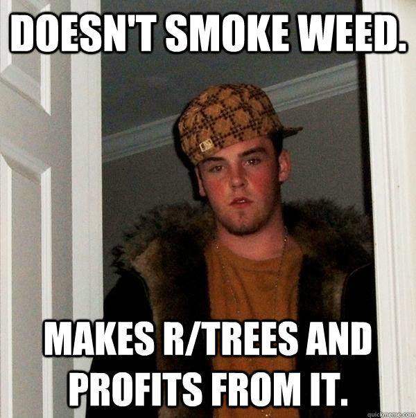 Doesn't smoke weed. Makes r/trees and profits from it.  Scumbag Steve