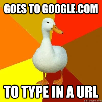 Goes to google.com to type in a url  Tech Impaired Duck