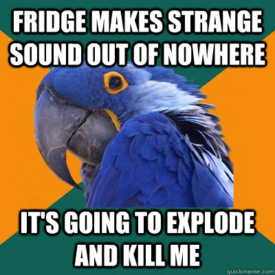 Fridge makes strange sound out of nowhere It's going to explode and kill me  Paranoid Parrot