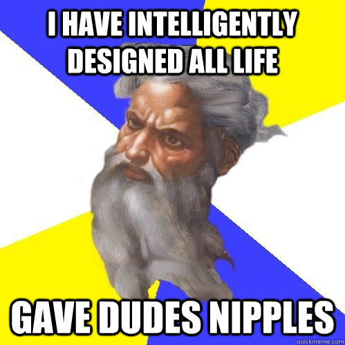 I have intelligently designed all life gave dudes nipples  Advice God