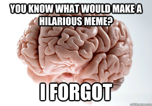 YOU KNOW WHAT WOULD MAKE A HILARIOUS MEME? I FORGOT  Scumbag Brain