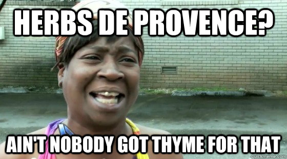 Herbs de Provence? Ain't Nobody Got thyme for that - Herbs de Provence? Ain't Nobody Got thyme for that  aintnobodygottime