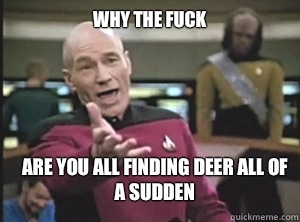 why the fuck Are you all finding deer all of a sudden - why the fuck Are you all finding deer all of a sudden  Annoyed Picard