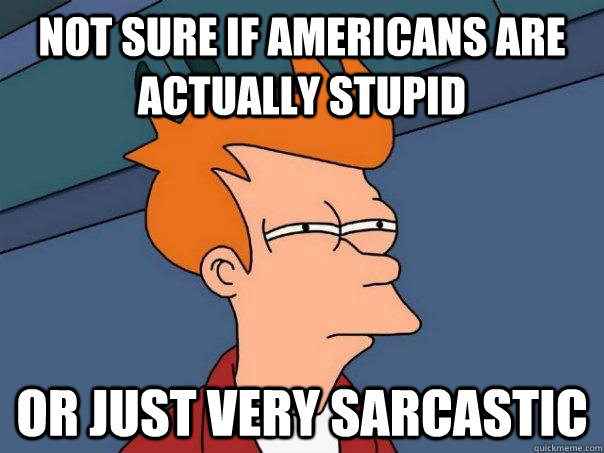 NOT SURE IF AMERICANS ARE ACTUALLY STUPID OR JUST VERY SARCASTIC  Futurama Fry