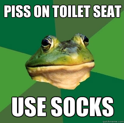 PISS ON TOILET SEAT USE SOCKS - PISS ON TOILET SEAT USE SOCKS  Foul Bachelor Frog
