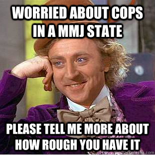Worried about cops in a MMJ state please tell me more about how rough you have it - Worried about cops in a MMJ state please tell me more about how rough you have it  Condescending Wonka