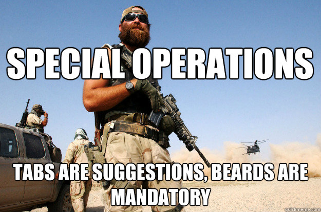 special operations tabs are suggestions, beards are mandatory  