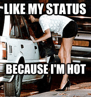 like my status because i'm hot  Karma Whore