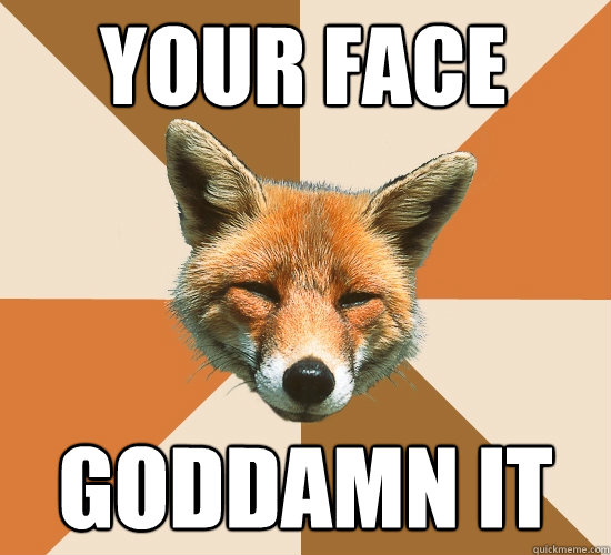 your face
 Goddamn it  Condescending Fox